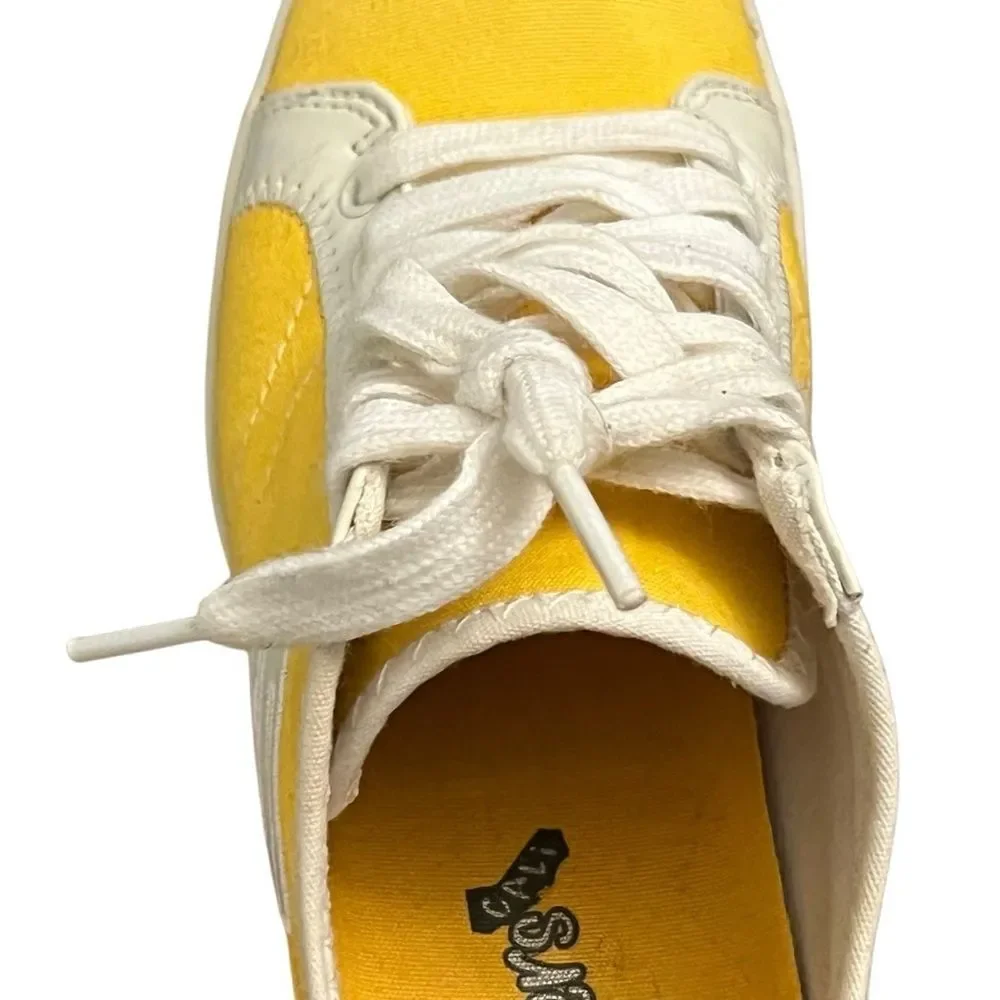 Vtg 90s Y2K Skechers “S” Cali Platform Wedge Sneaker Shoe Yellow White Lace Up 7 - Picture 15 of 15
